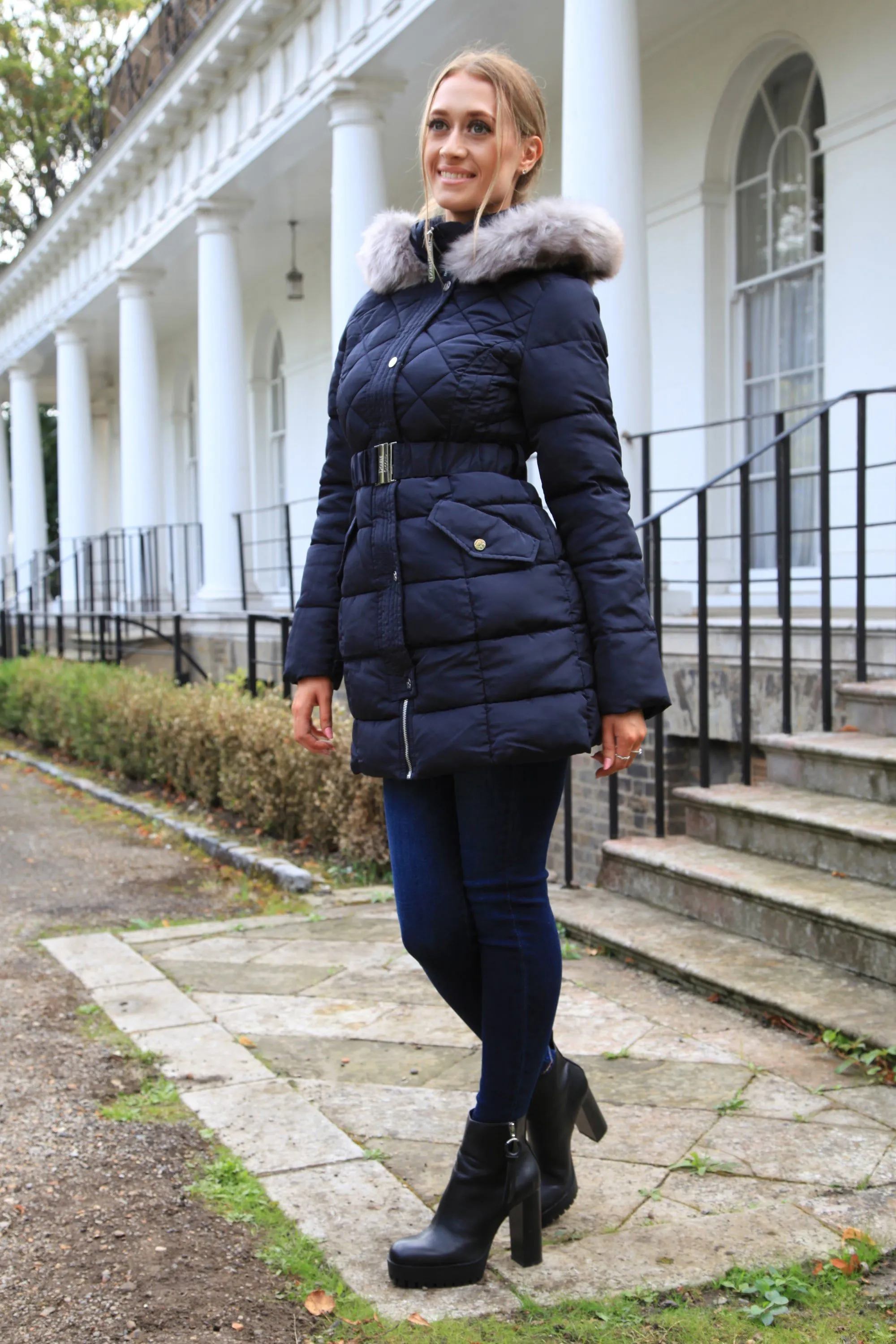 Double Second Navy Quilted Longline Puffer