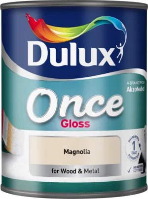 Dulux Once Gloss Paint For Wood And Metal - Magnolia 750ml