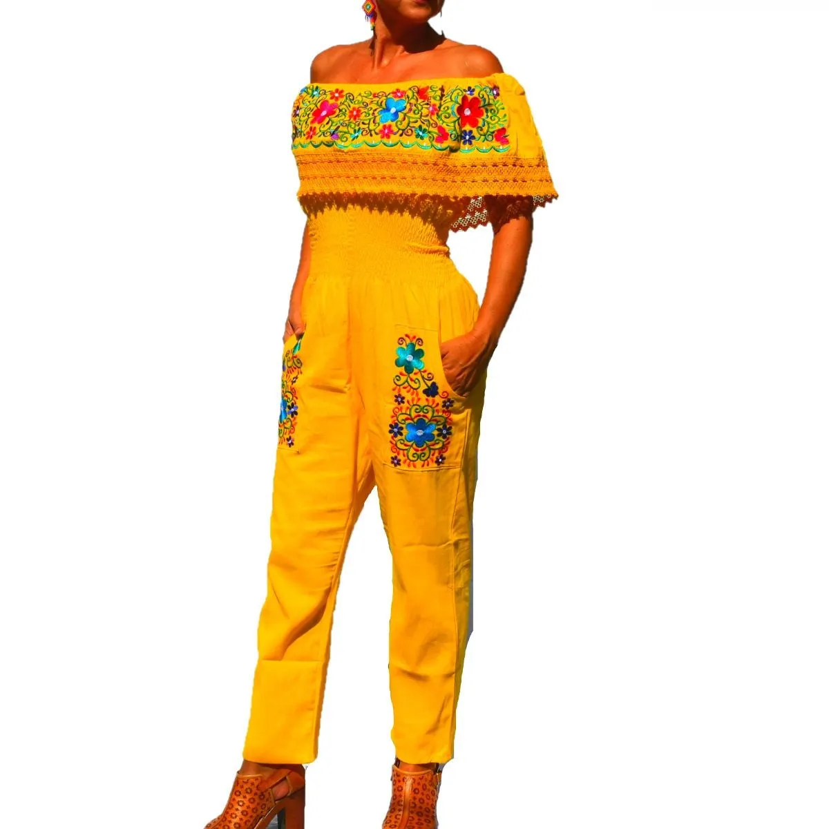 Embroidered Jumper NA-TM-79003-F Yellow