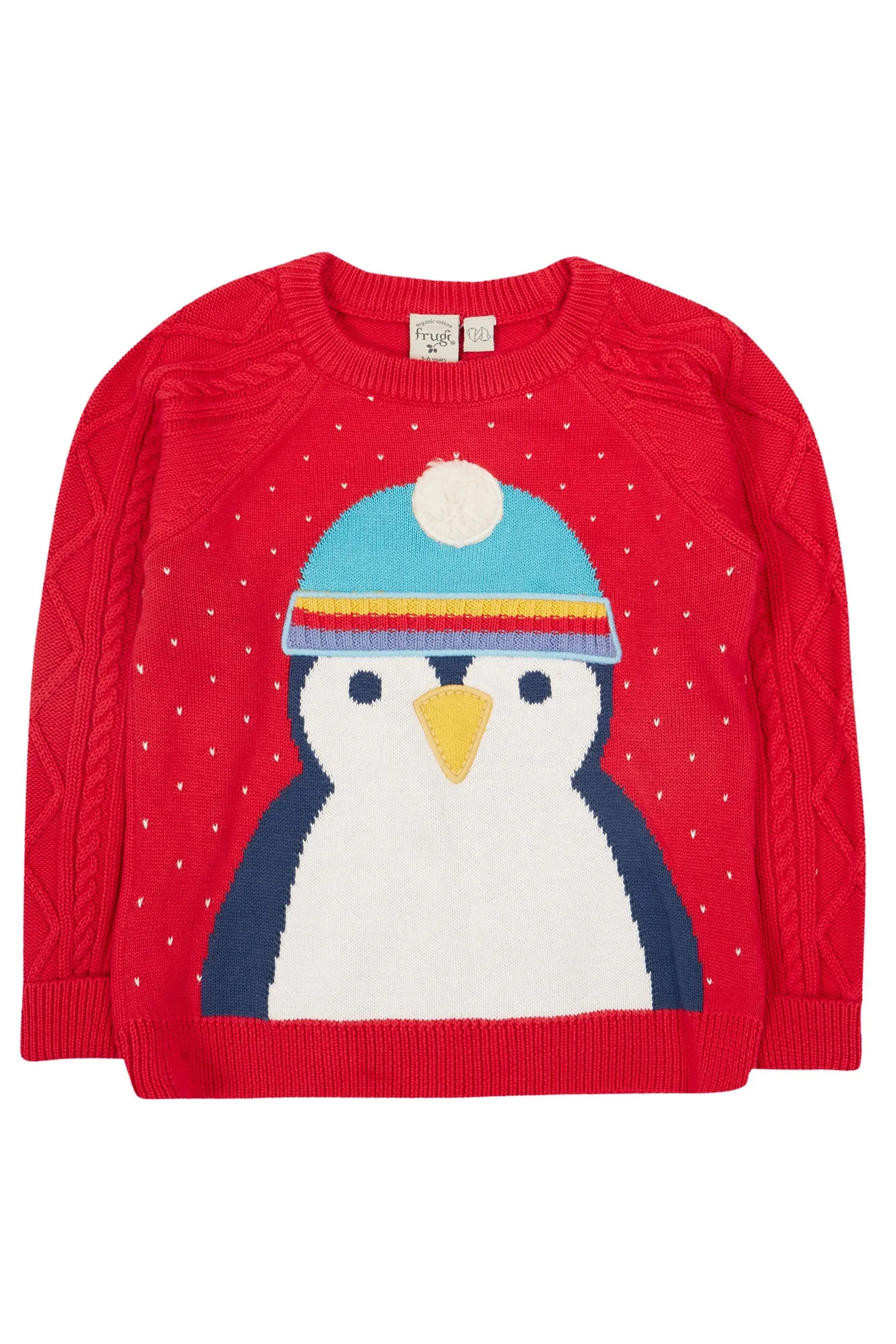 Frugi Caleb Knit Jumper Red Penguin