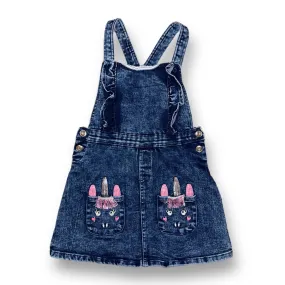 Girls Little Lass Size 5 Blue Denim Unicorn Pocket Jumper