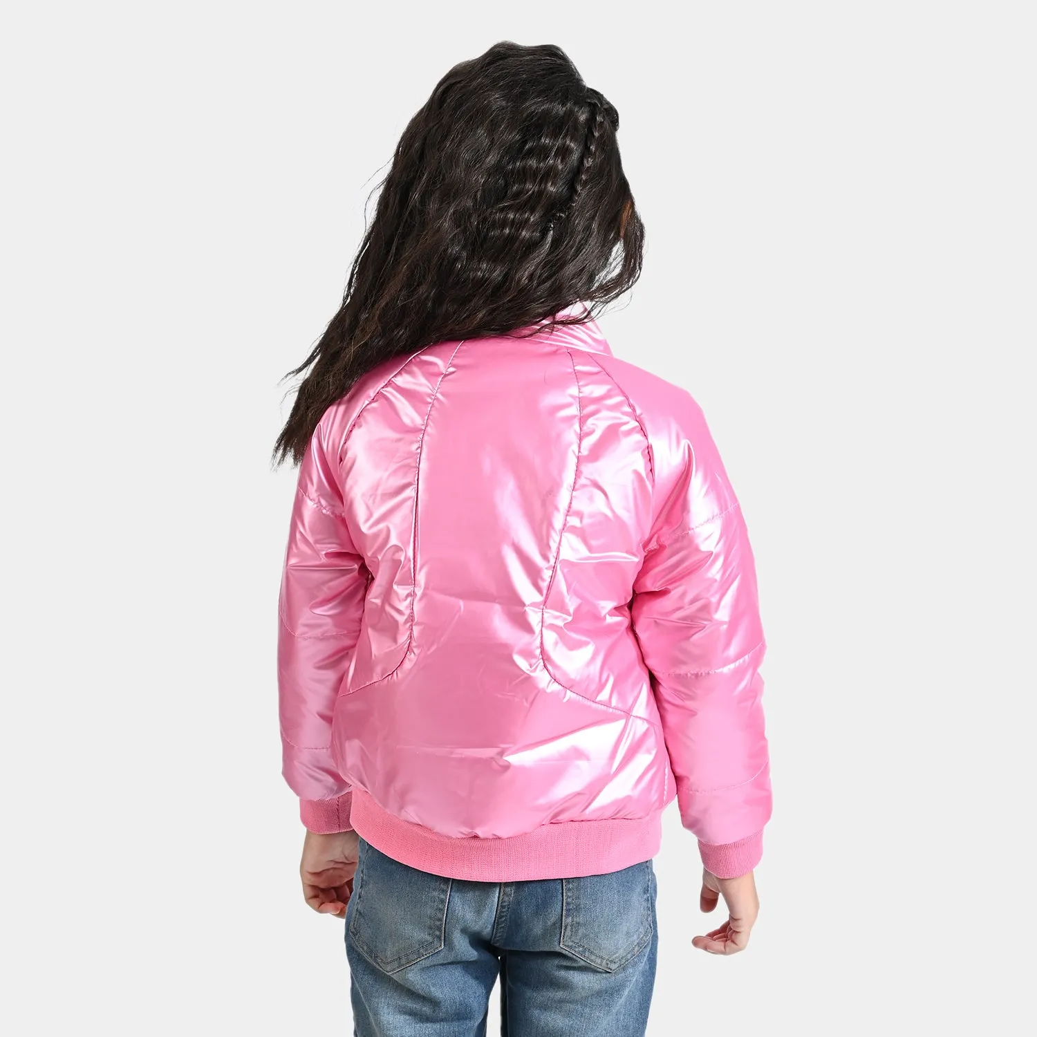 Girls Mix taffeta Quilted Jacket Kinked-Pink