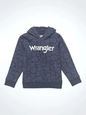 Girl's Wrangler Navy Aztec Logo Hoodie