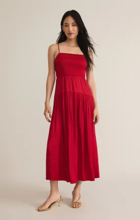 Helene Luxe Sheen Smocked Maxi Dress