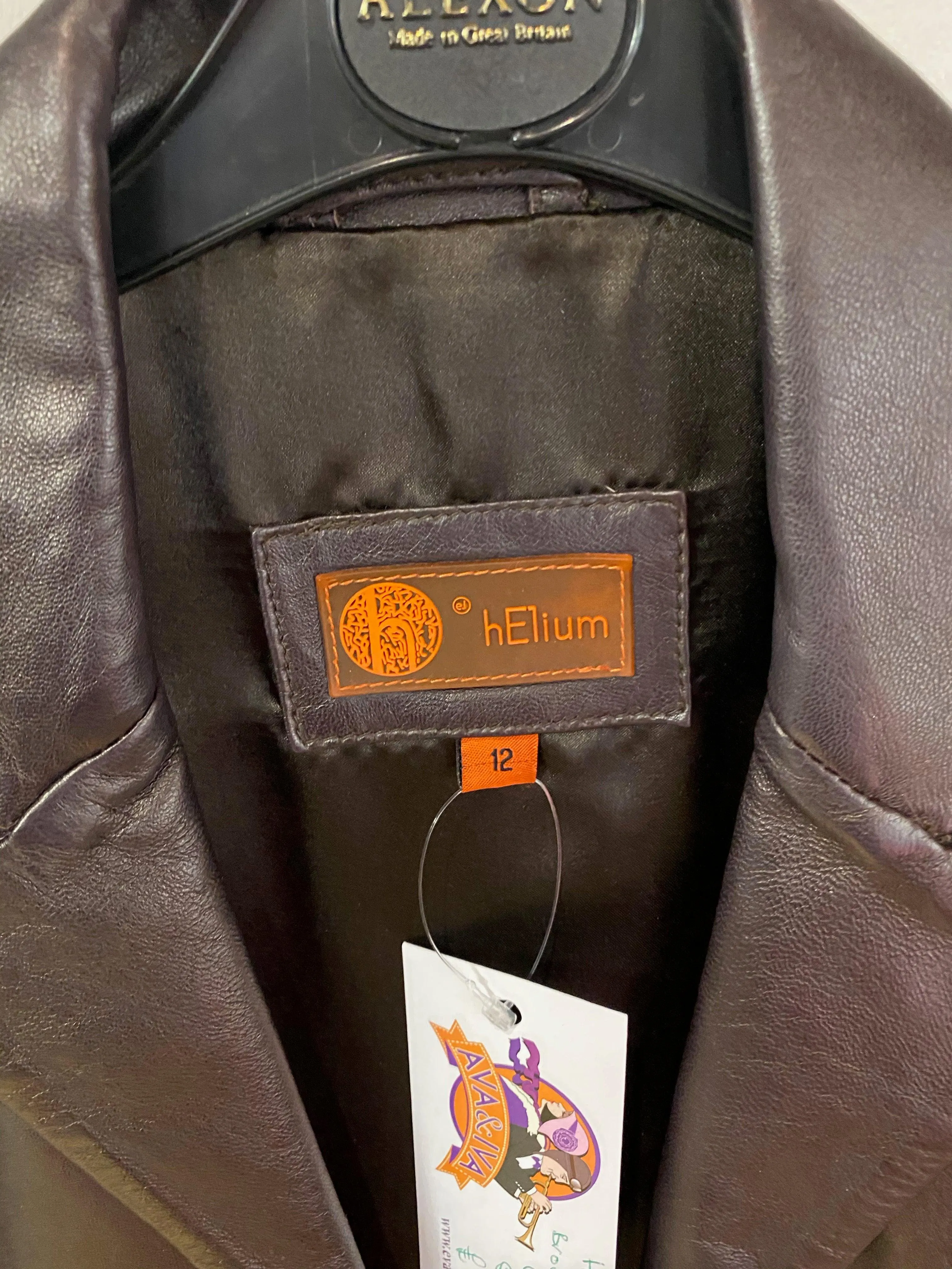 hElium Soft leather Coat Brown Fully Lined with Pockets UK Size 12