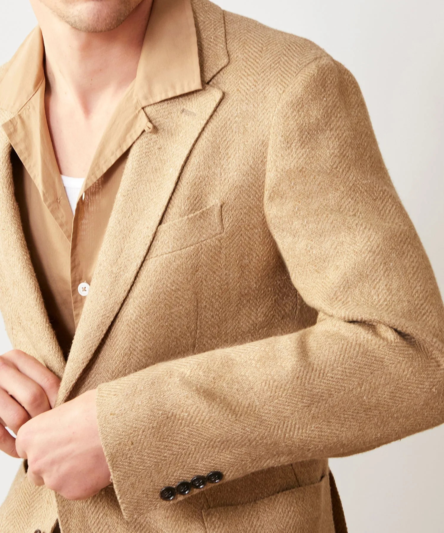 Italian Linen Silk Sport Coat in Burlap