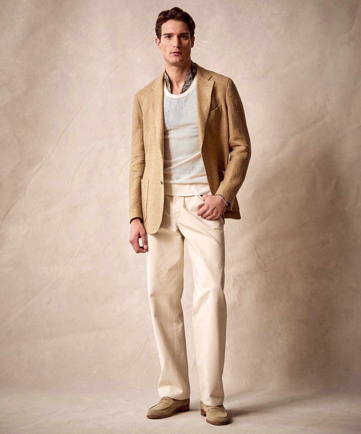 Italian Linen Silk Sport Coat in Burlap