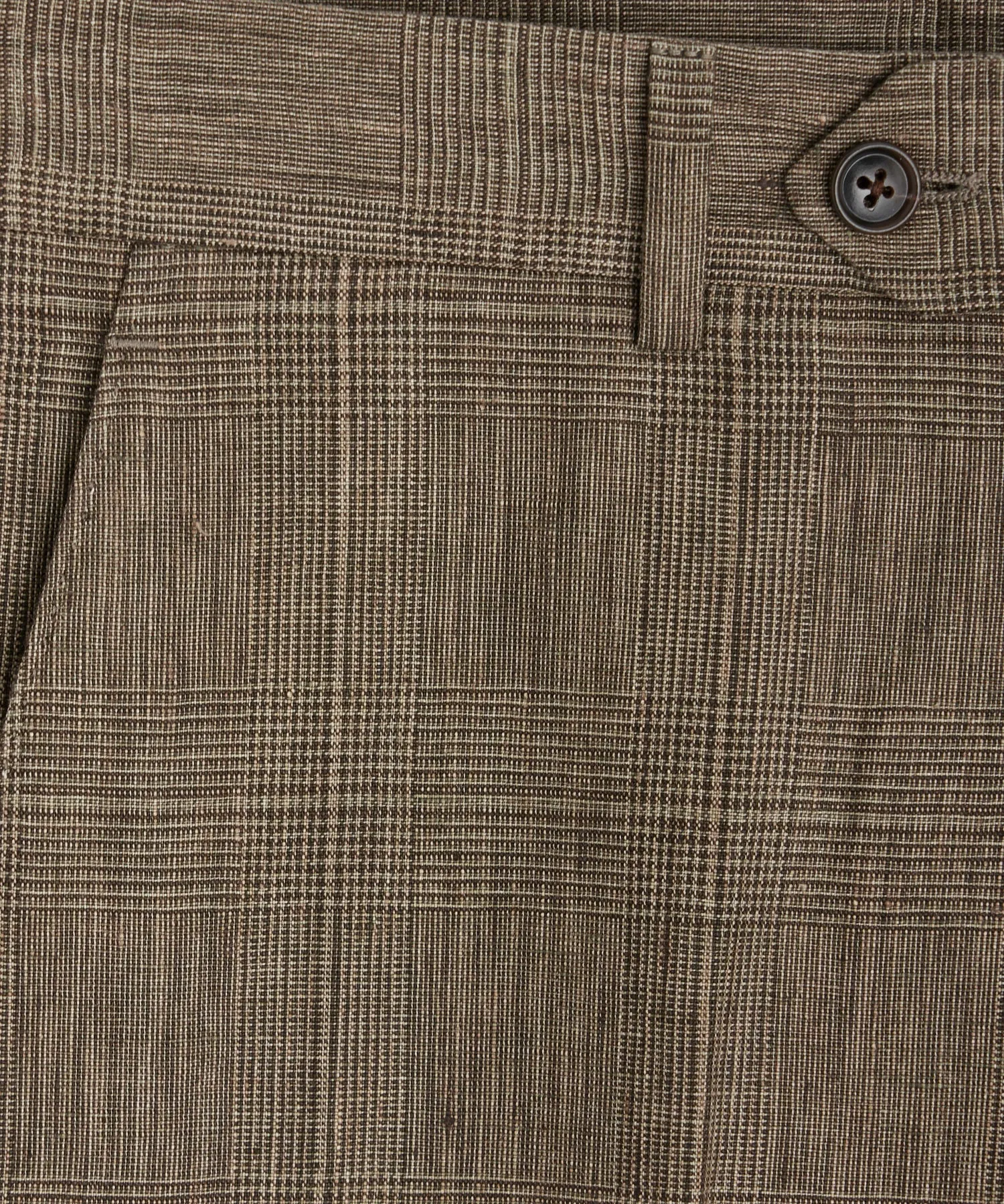 Italian Linen Sutton Trouser in Olive Glenplaid