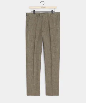 Italian Linen Sutton Trouser in Olive Glenplaid