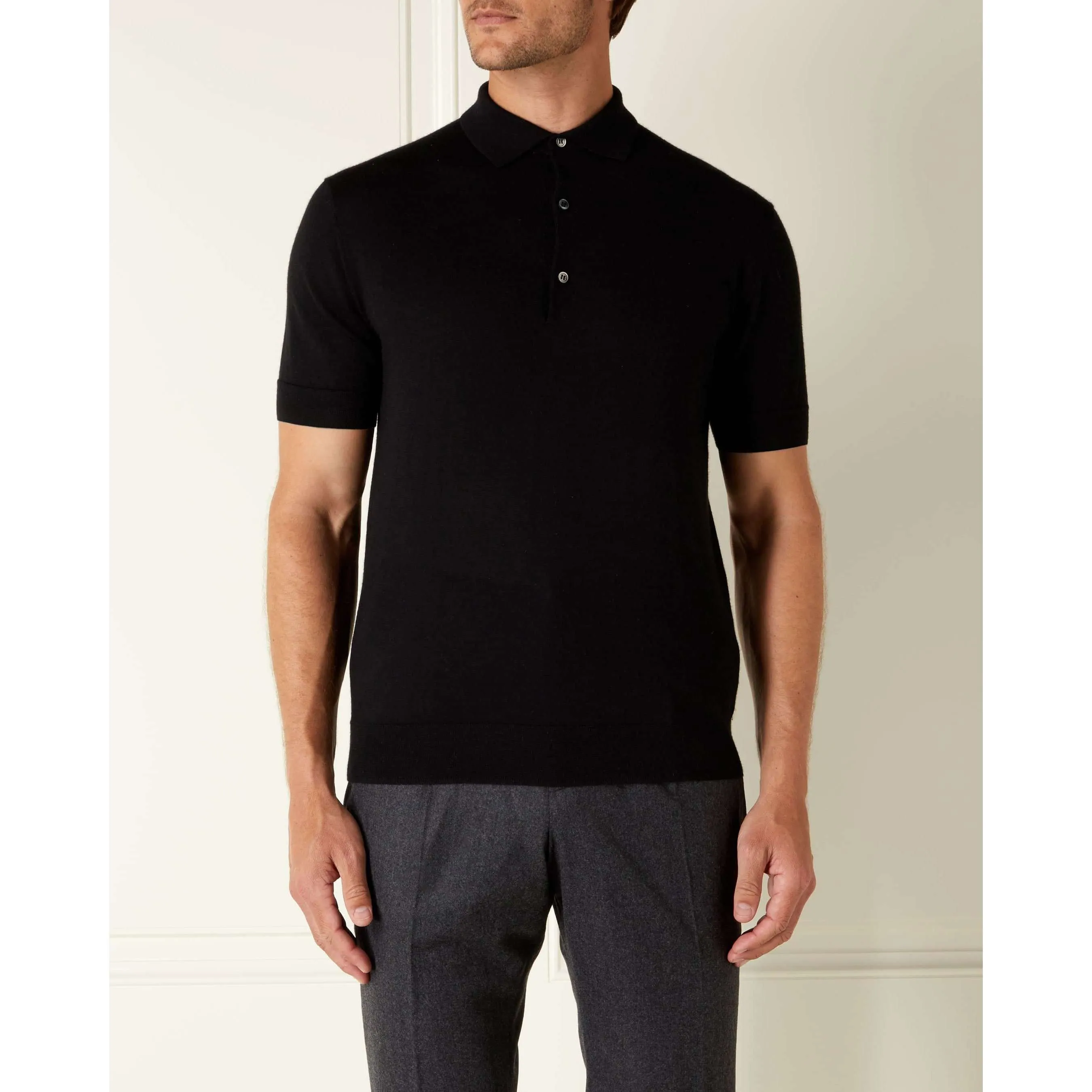 James Bond Black Cashmere/Silk Polo Shirt -  Goldfinger Edition - By N.Peal