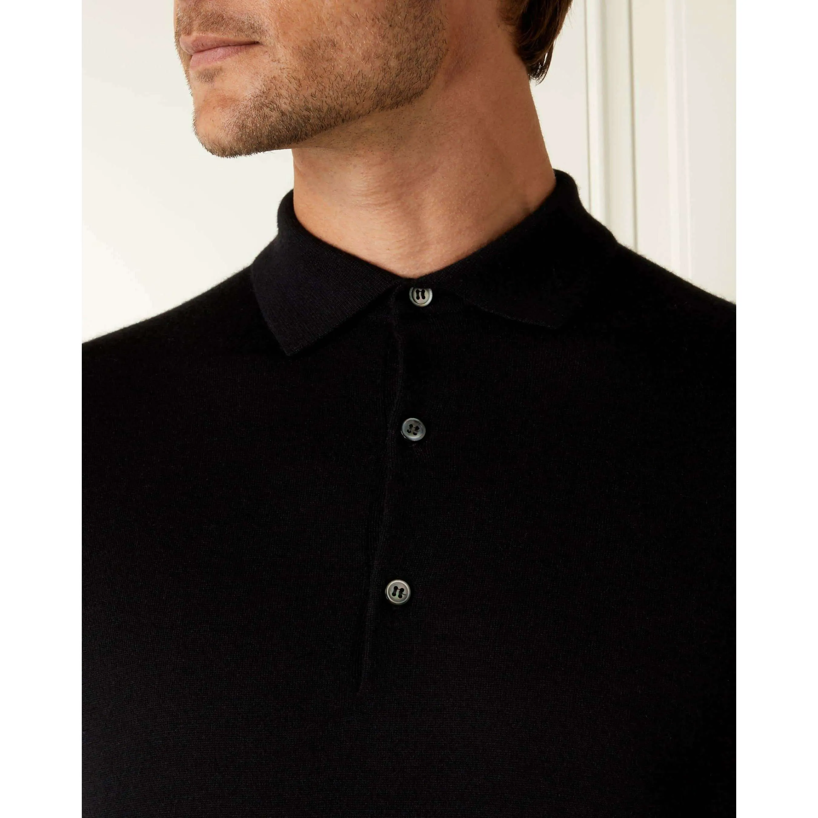 James Bond Black Cashmere/Silk Polo Shirt -  Goldfinger Edition - By N.Peal