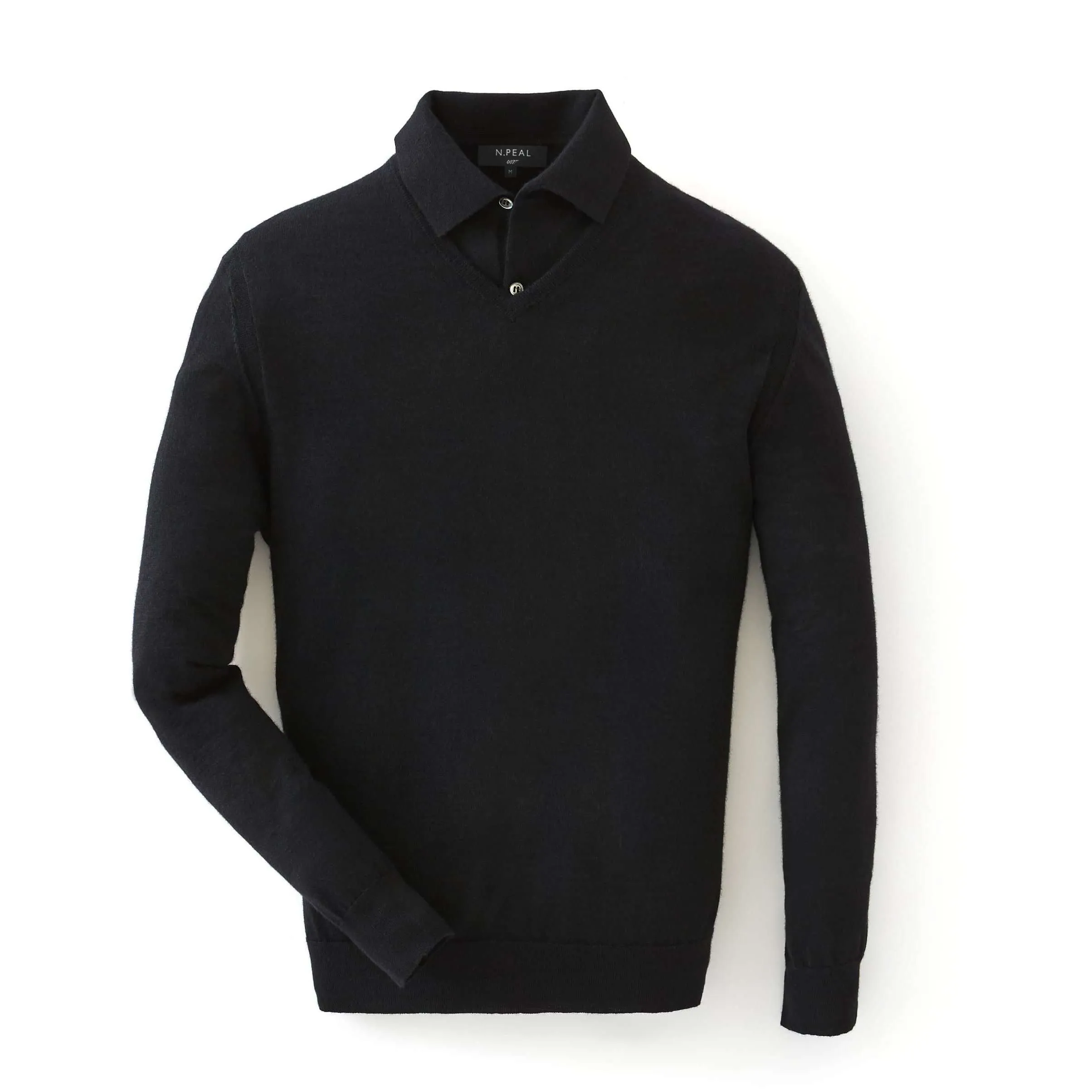 James Bond Black Cashmere/Silk Polo Shirt -  Goldfinger Edition - By N.Peal