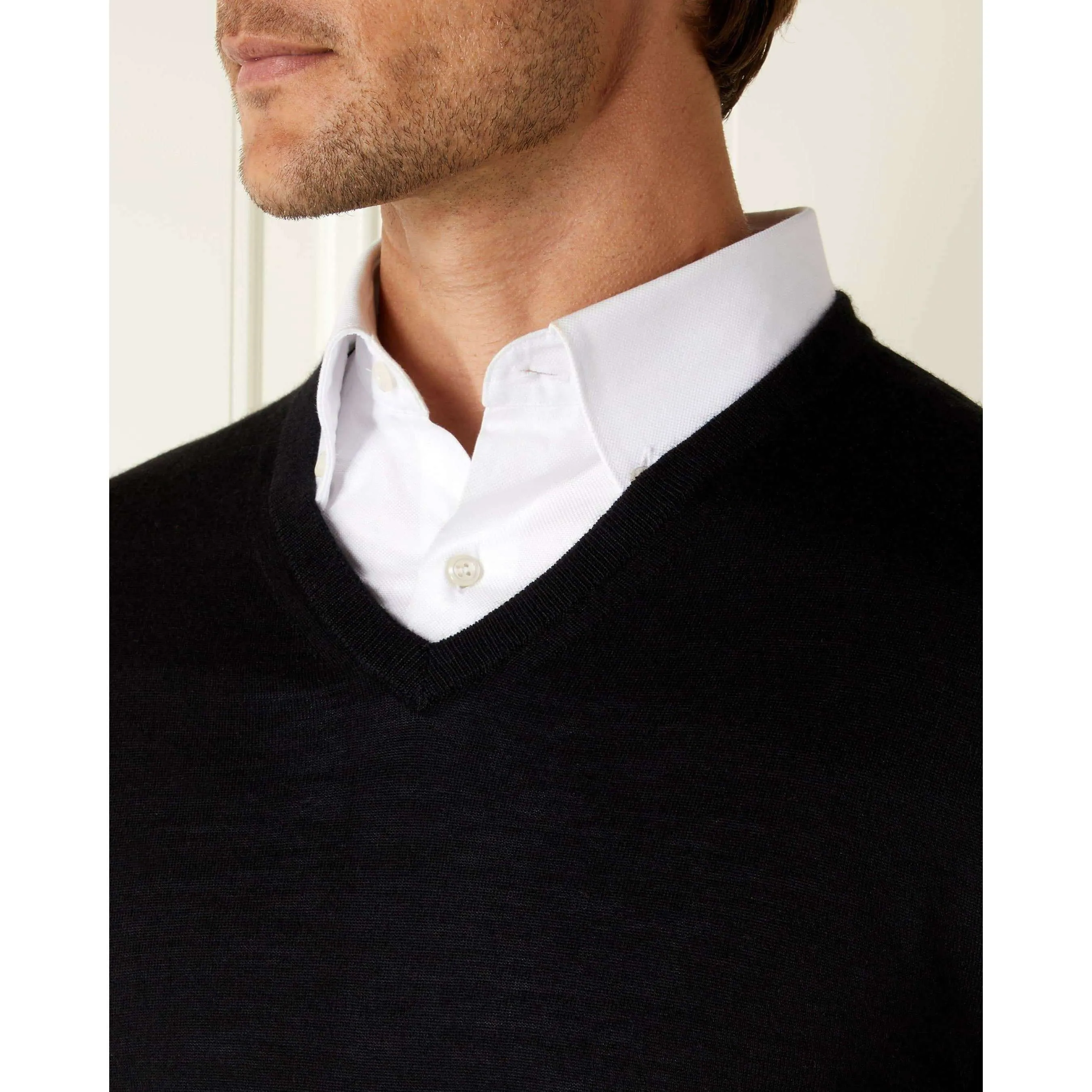 James Bond Black Cashmere/Silk V Neck Sweater - Goldfinger Limited Edition - By N.Peal