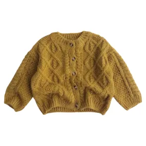 Knitted Crochet  Cardigan Jumper - Tumeric