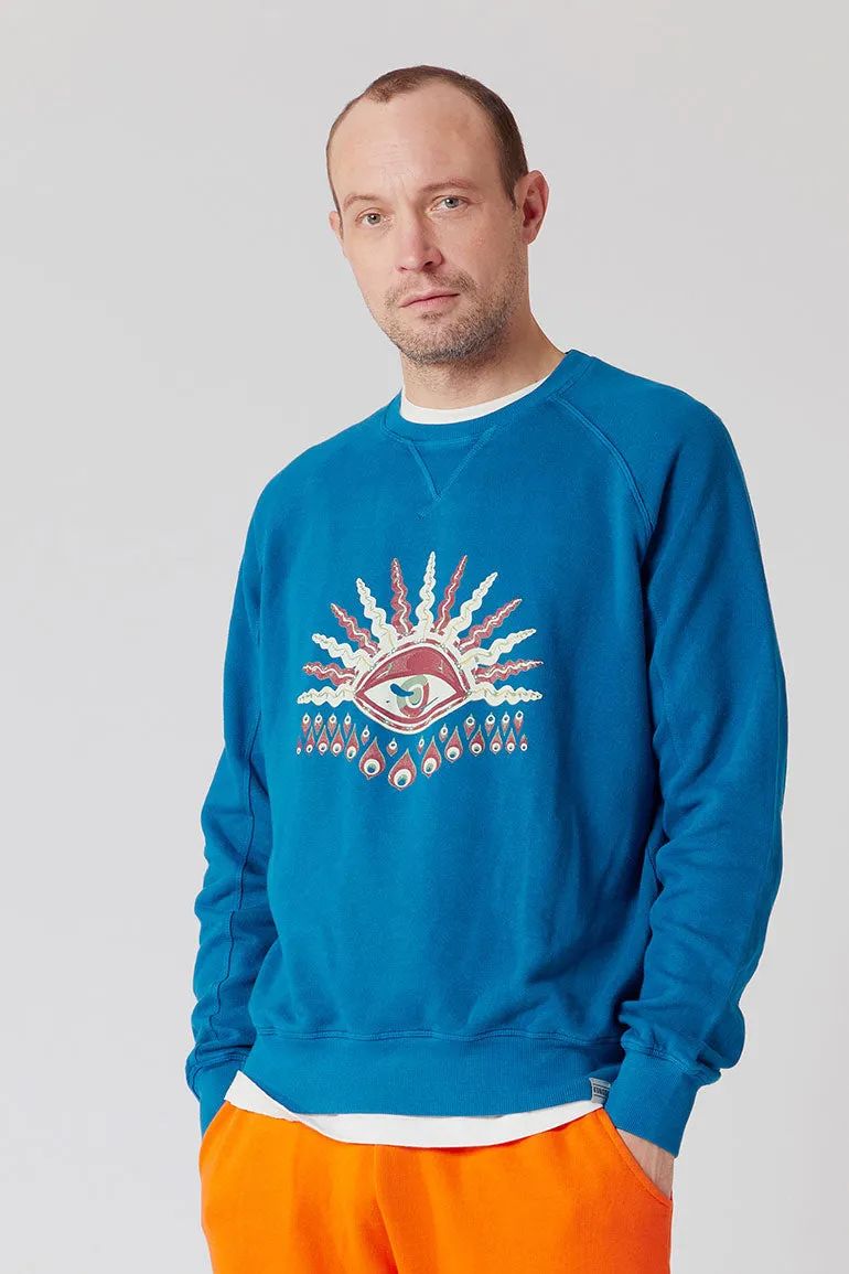 KOMODO'S EYE - GOTS Organic Cotton Crewneck Teal Blue