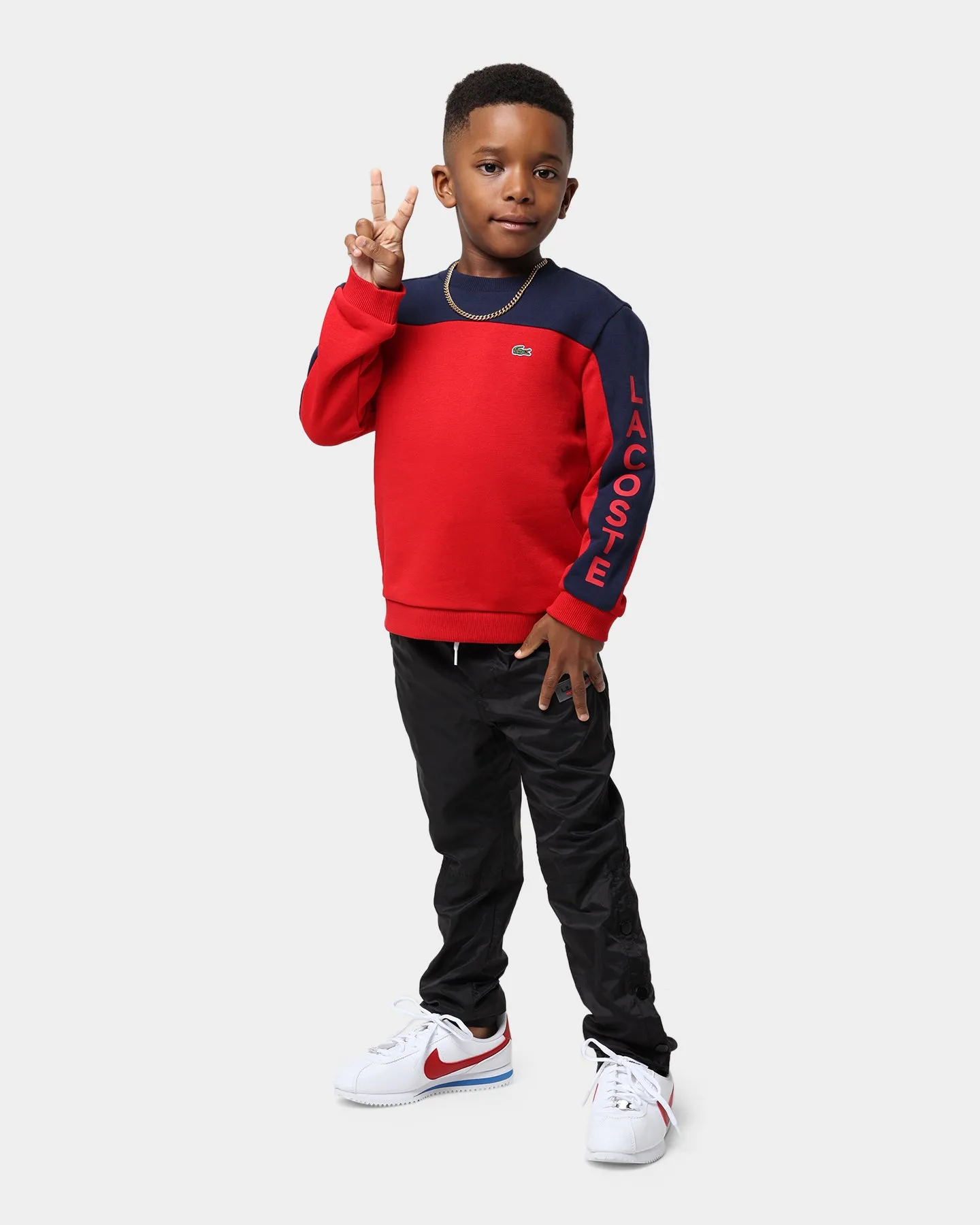 Lacoste Kids' Logo Graphic Sweatshirt Infrared/Navy