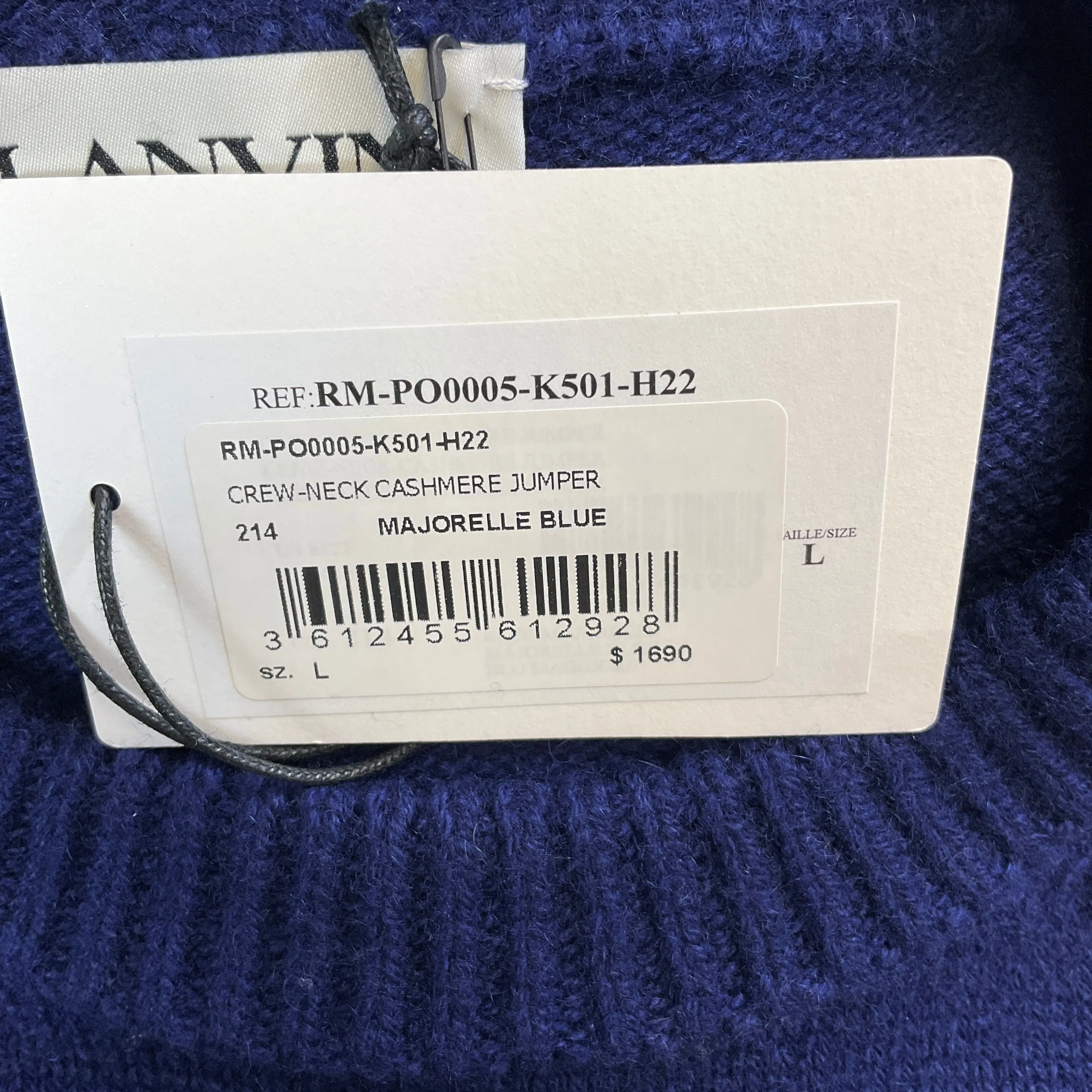 Lanvin Majorelle Blue Crewneck Cashmere Jumper