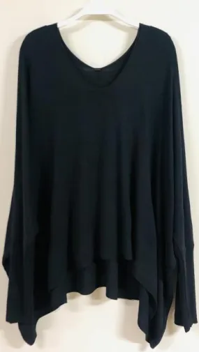 LIGHT KNIT DRAPEY V-NECK SWEATER (BLACK)