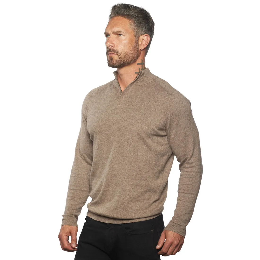 Luka Quarter-Zip Cotton & Cashmere FITTED Sweater