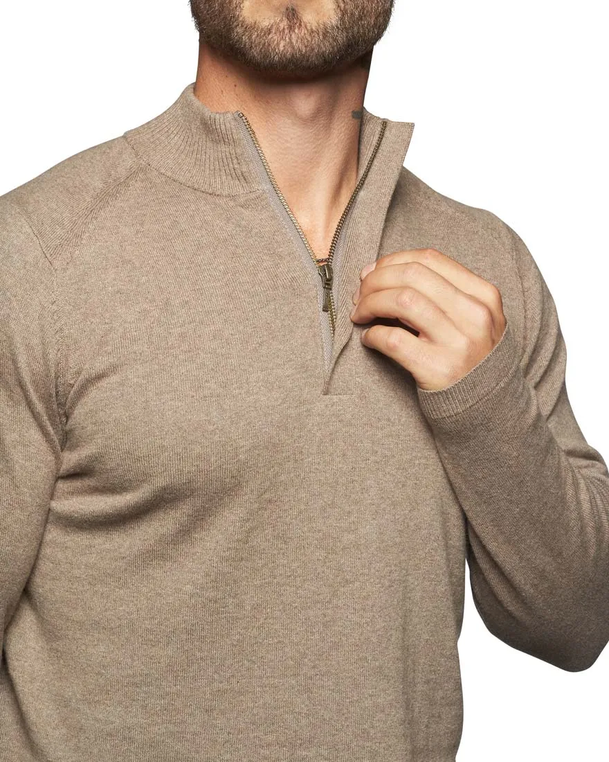 Luka Quarter-Zip Cotton & Cashmere FITTED Sweater