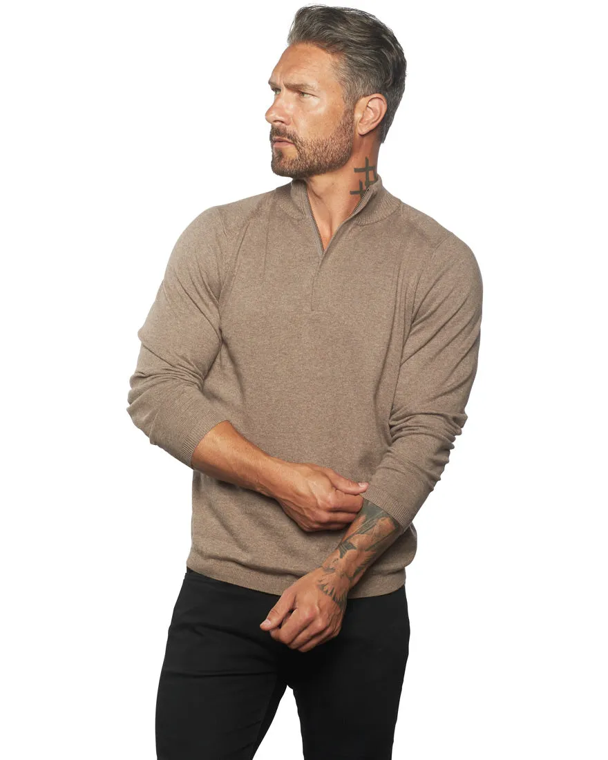 Luka Quarter-Zip Cotton & Cashmere FITTED Sweater