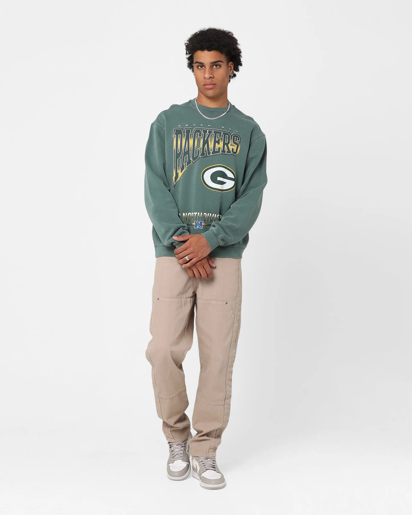 Majestic Athletic Green Bay Packers Arch Rise Crew Sweatshirt Dark Cedar