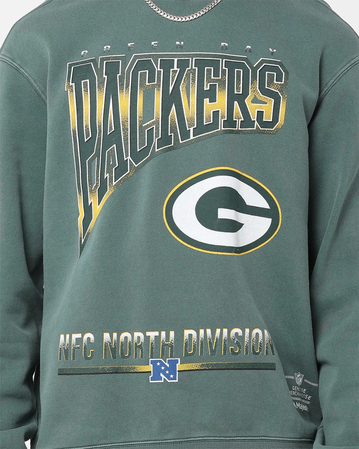 Majestic Athletic Green Bay Packers Arch Rise Crew Sweatshirt Dark Cedar