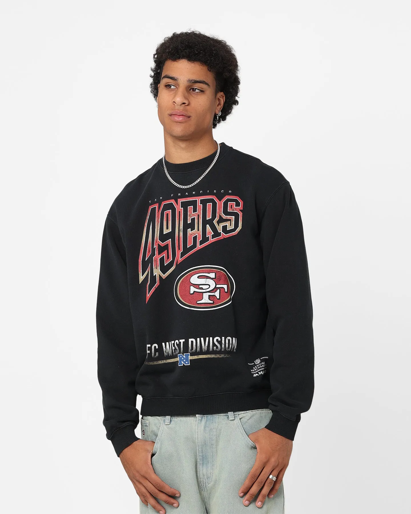 Majestic Athletic San Francisco 49ers Arch Rise Crew Sweatshirt Faded Black