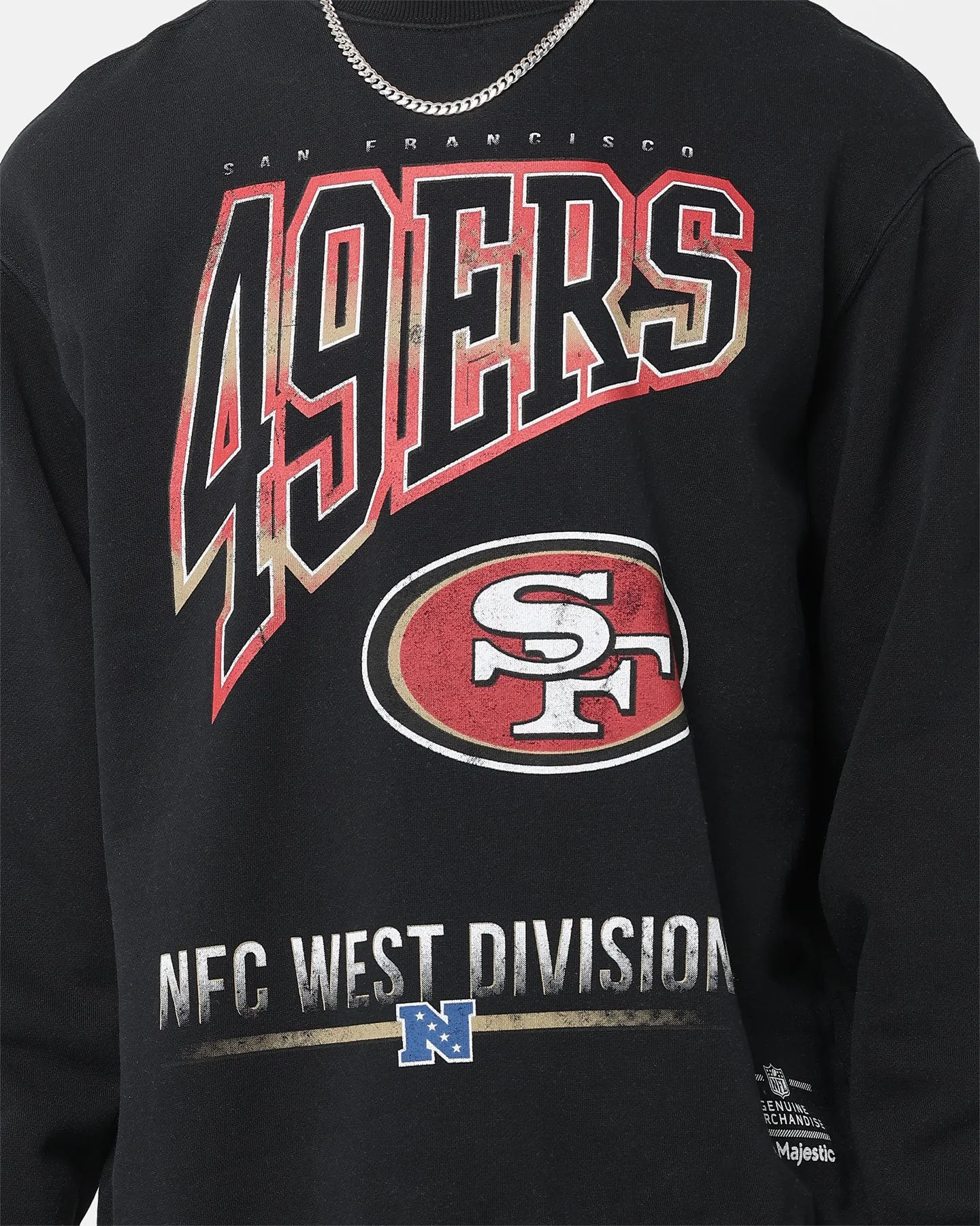 Majestic Athletic San Francisco 49ers Arch Rise Crew Sweatshirt Faded Black