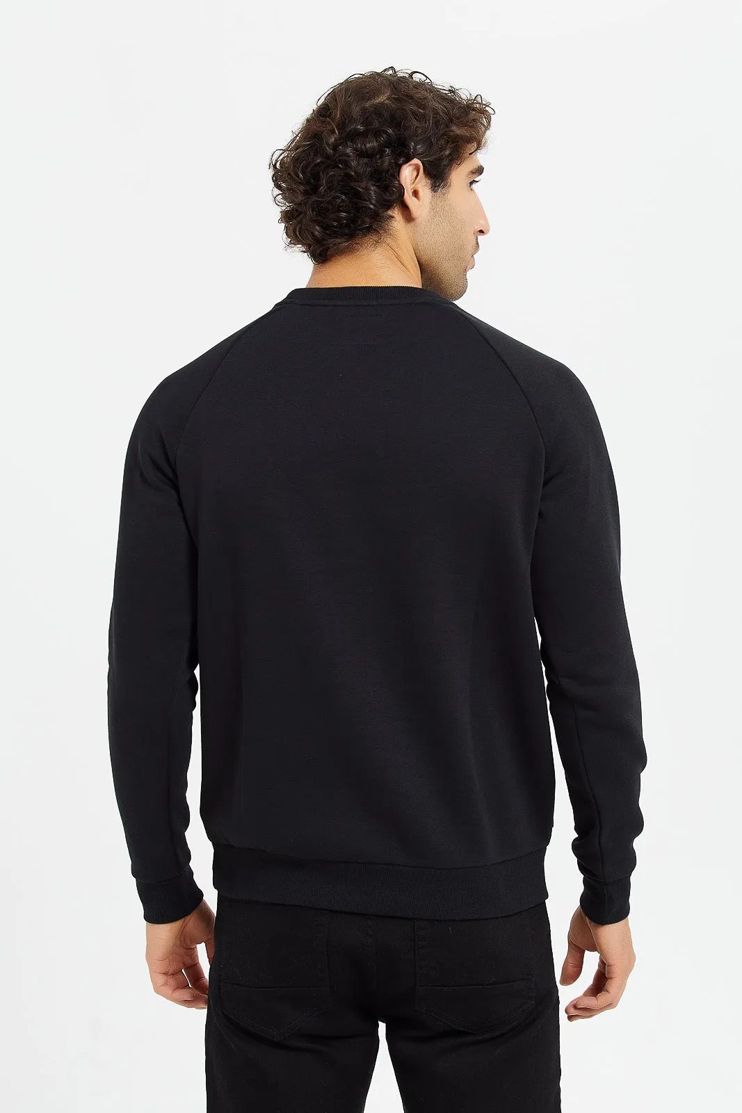 Men Black Quilted Sweatshirt