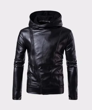 Men Leather Jacket Autumn & Winter Biker Motorcycle Zipper Outwear Warm Coat