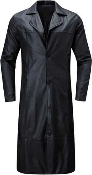 Men leather long coat