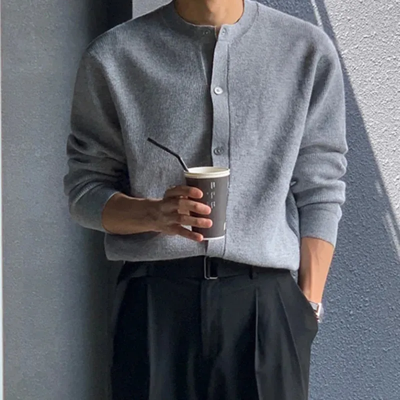 Men's Cardigan Long Sleeve Knitted Sweatshirts Autumn New Korean Style Fashion High Grade Sweater Loose Casual Coat 9C1648