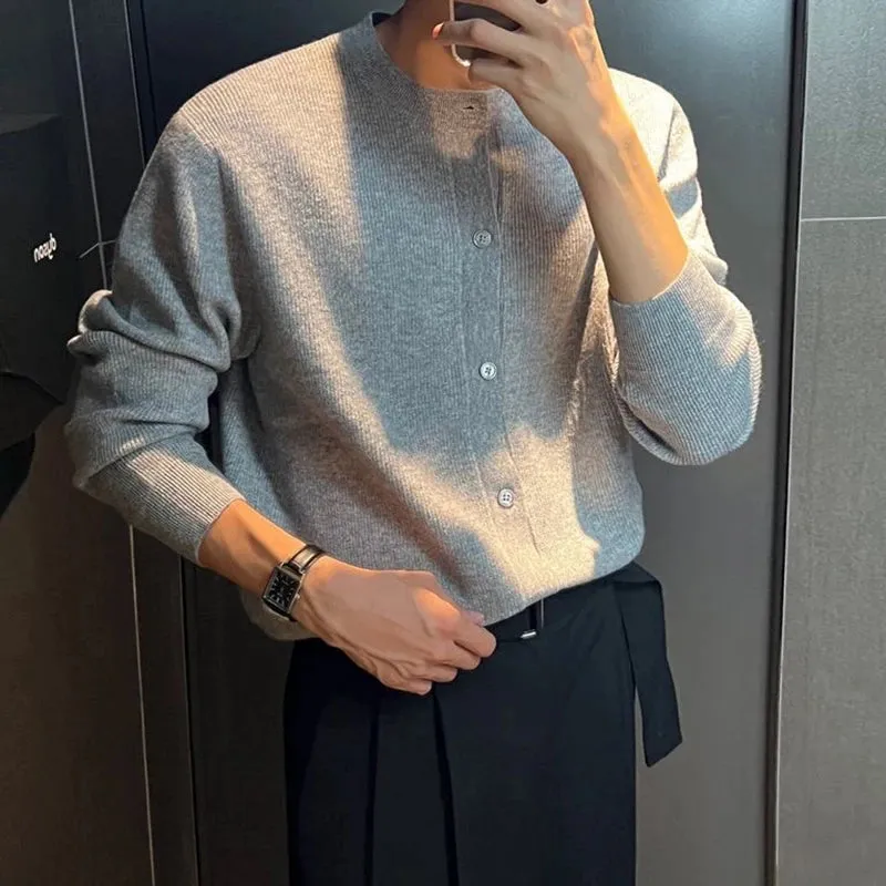 Men's Cardigan Long Sleeve Knitted Sweatshirts Autumn New Korean Style Fashion High Grade Sweater Loose Casual Coat 9C1648