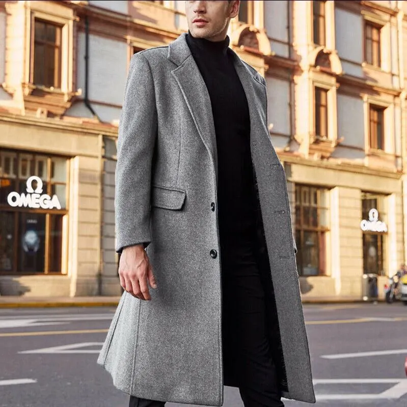 Men's long trench coat woolen coat