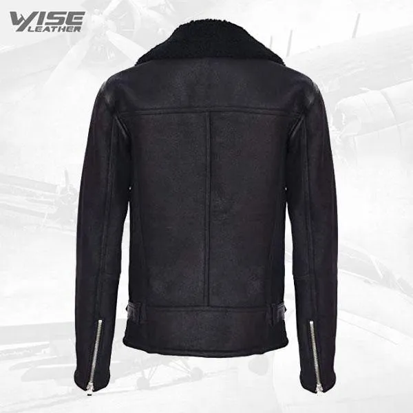 Men's Premium Merino Sheepskin Leather Biker Jacket