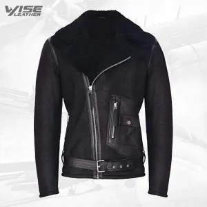 Men's Premium Merino Sheepskin Leather Biker Jacket