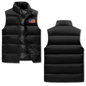 Mens Rugged American Flag Zip Up Puffer Vest