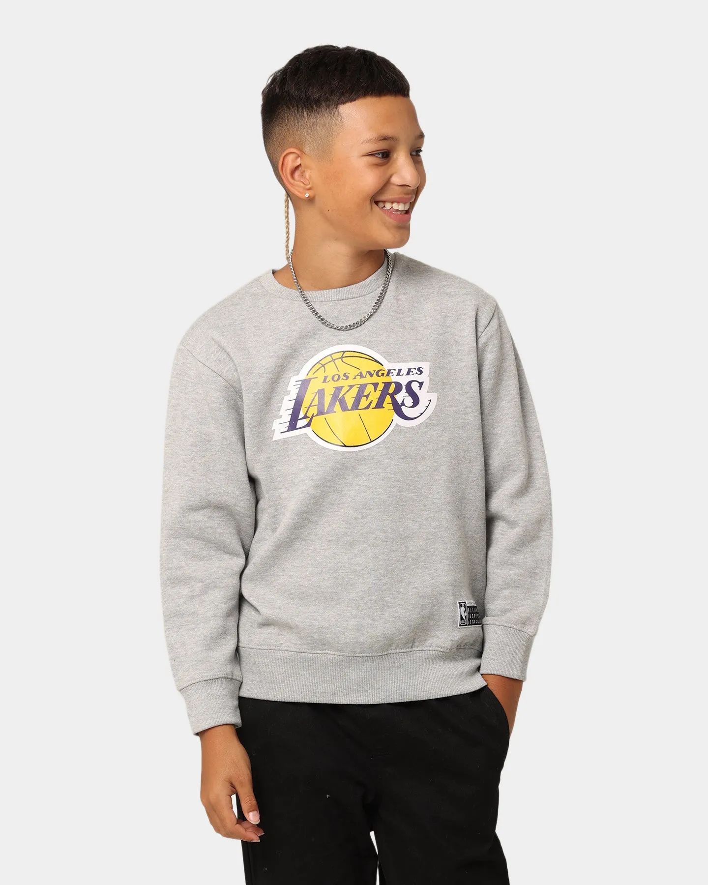 NBA Kids' Los Angeles Lakers Essentials Logo Crewneck Grey Marle