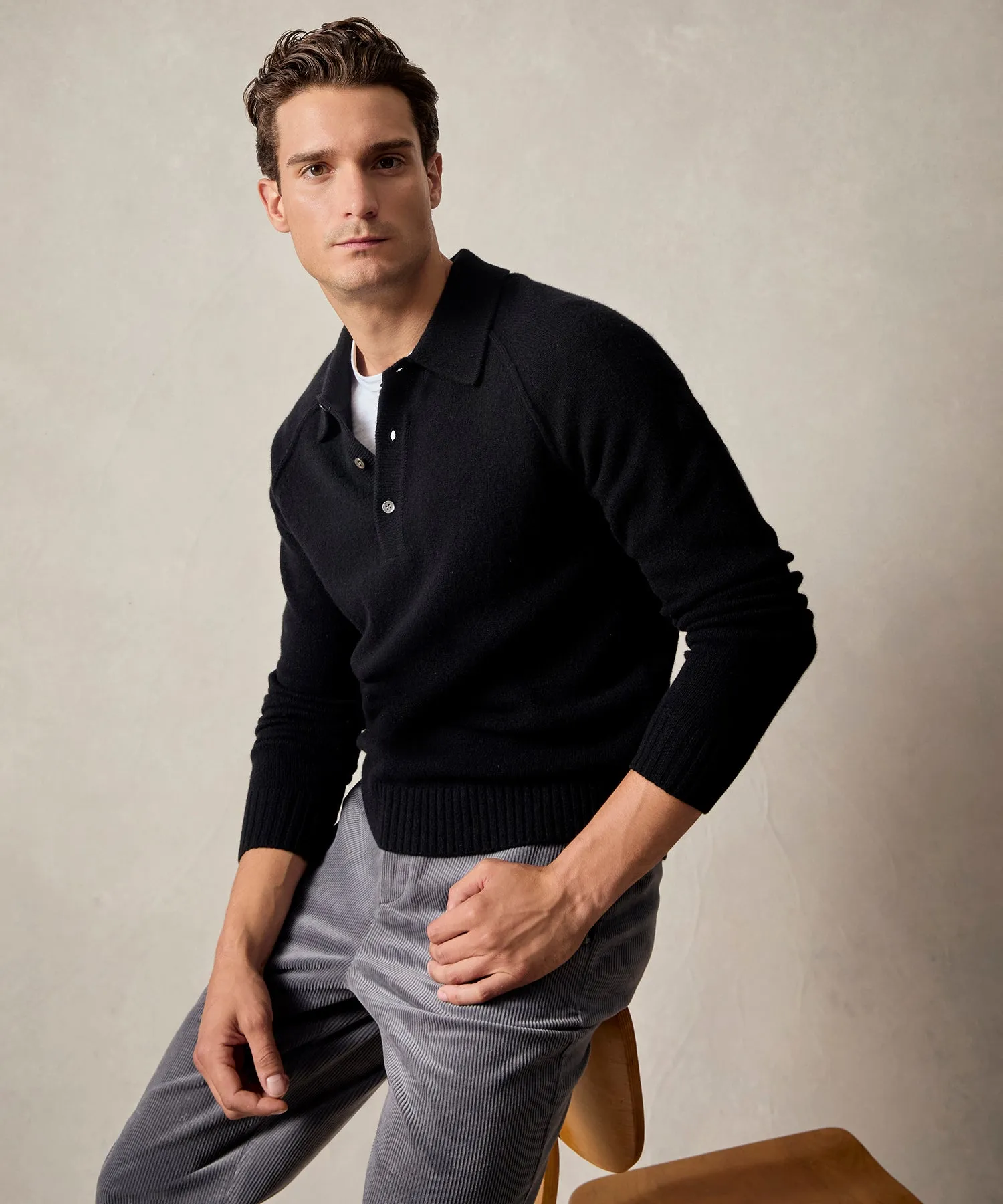 Nomad Cashmere Polo in Black