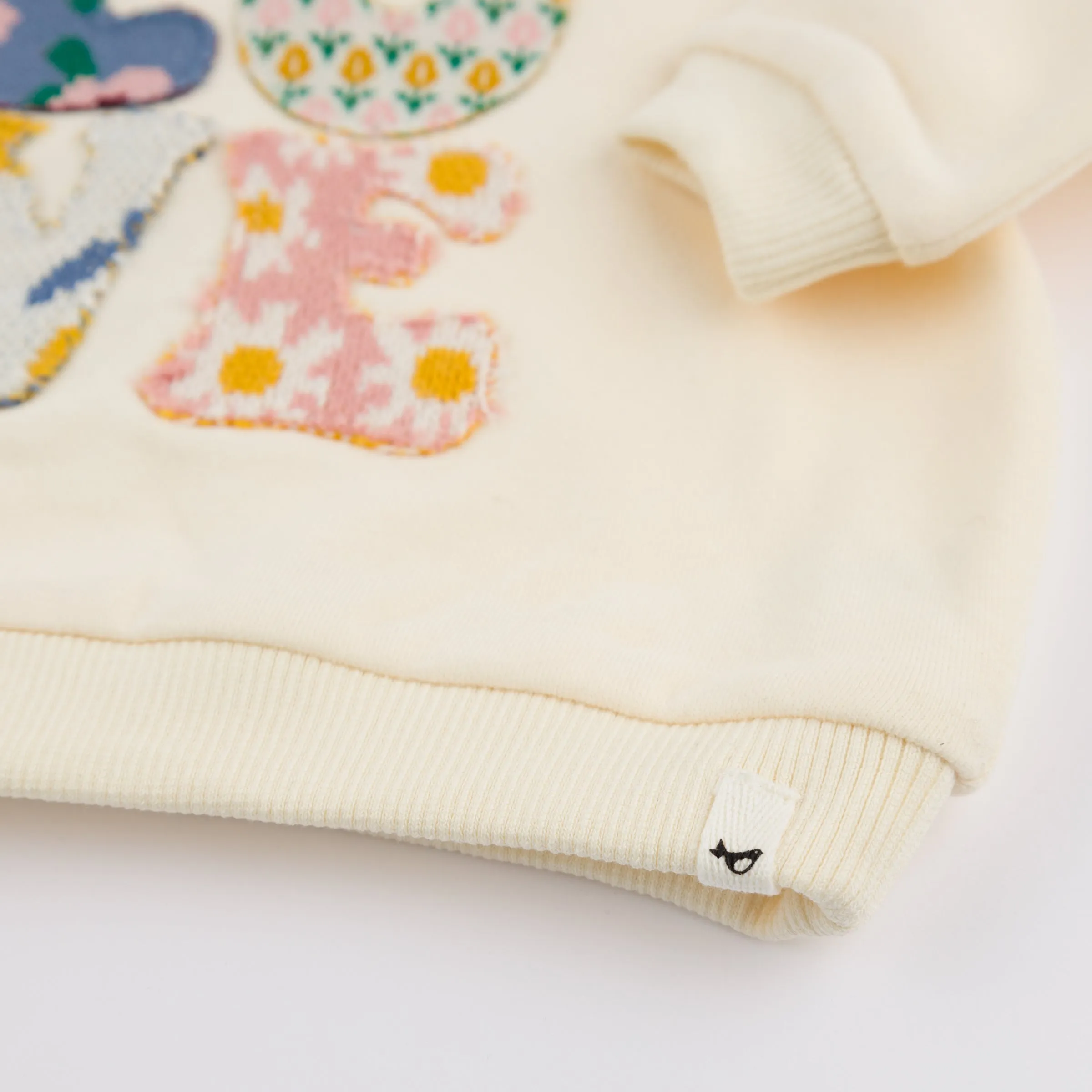 oh baby! Boxy Sweatshirt - Quilted LOVE Applique - Vanilla