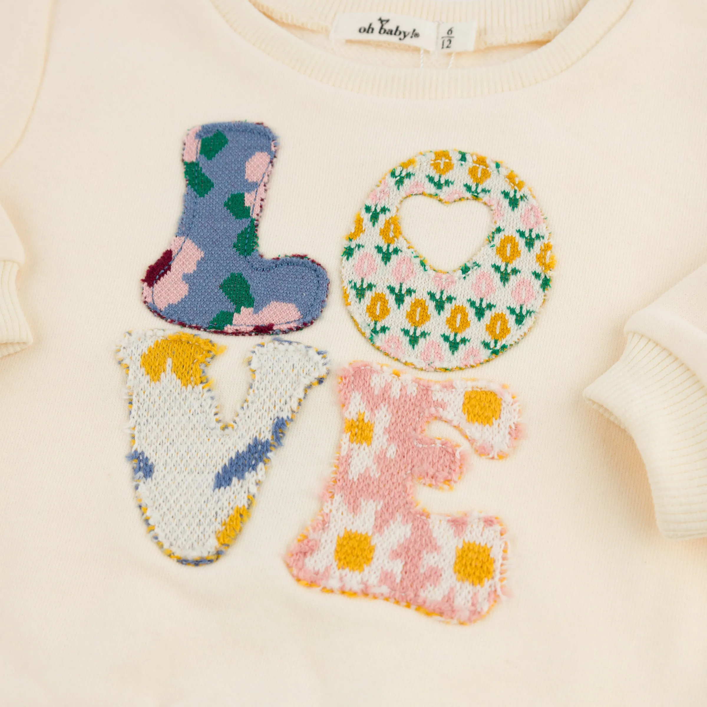 oh baby! Boxy Sweatshirt - Quilted LOVE Applique - Vanilla