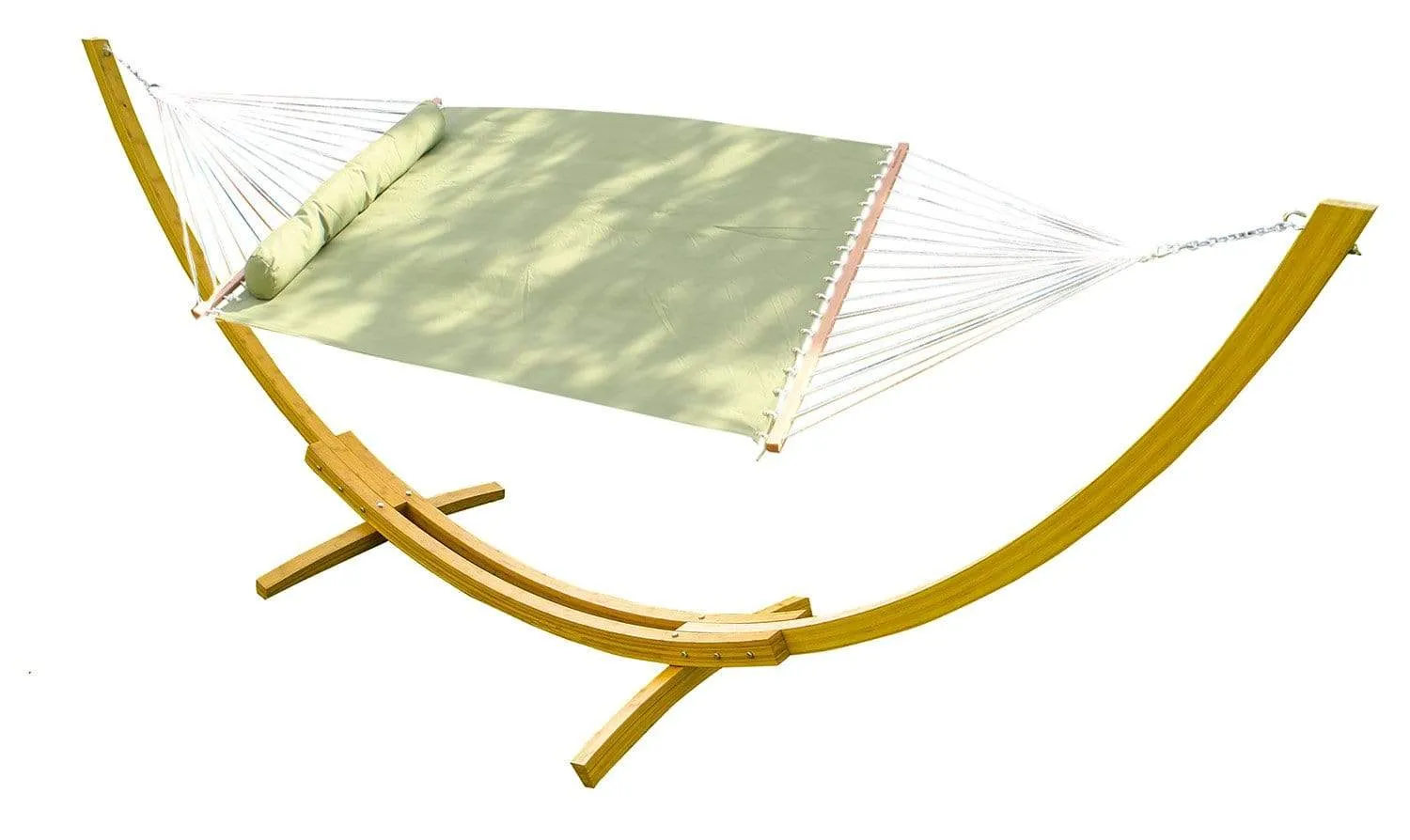 Olefin Double Hammock with Matching Pillow - Quick Dry and Bamboo Stand