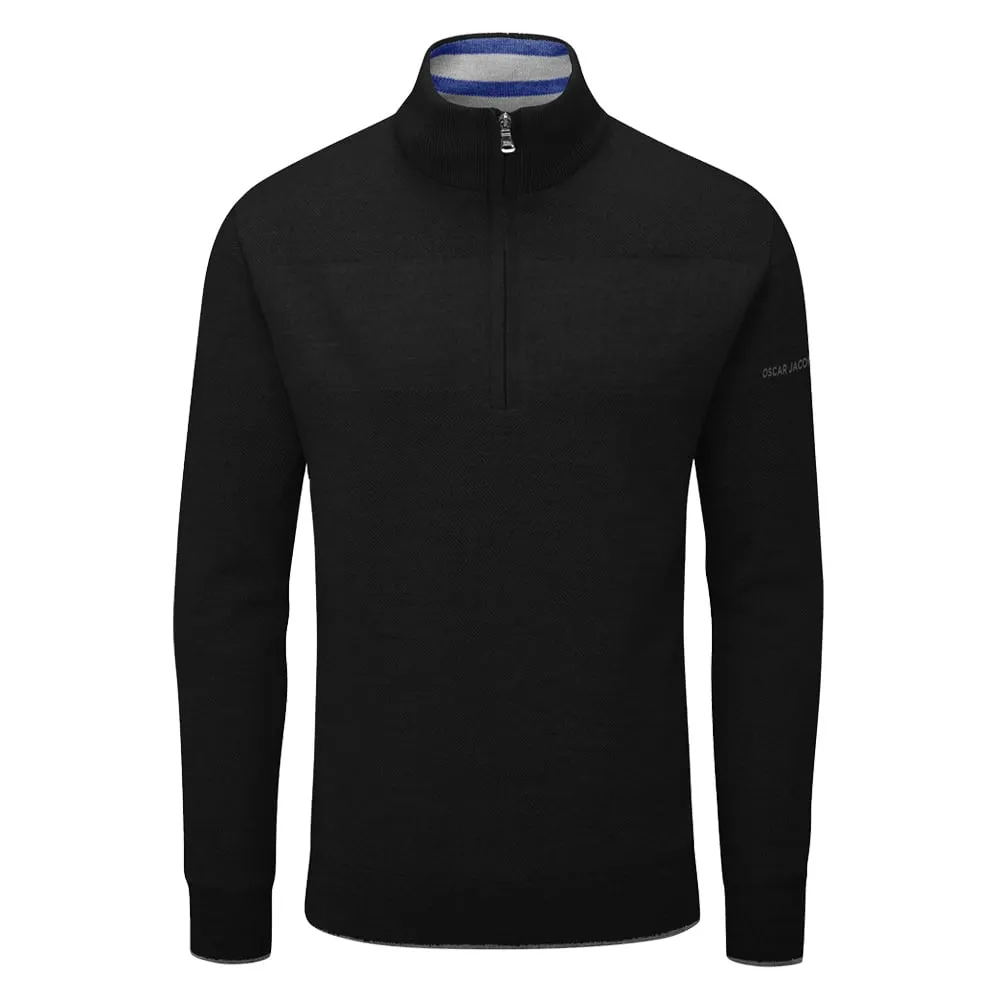 Oscar Jacobson Anders Lined 1/2 Zip Sweater - Black