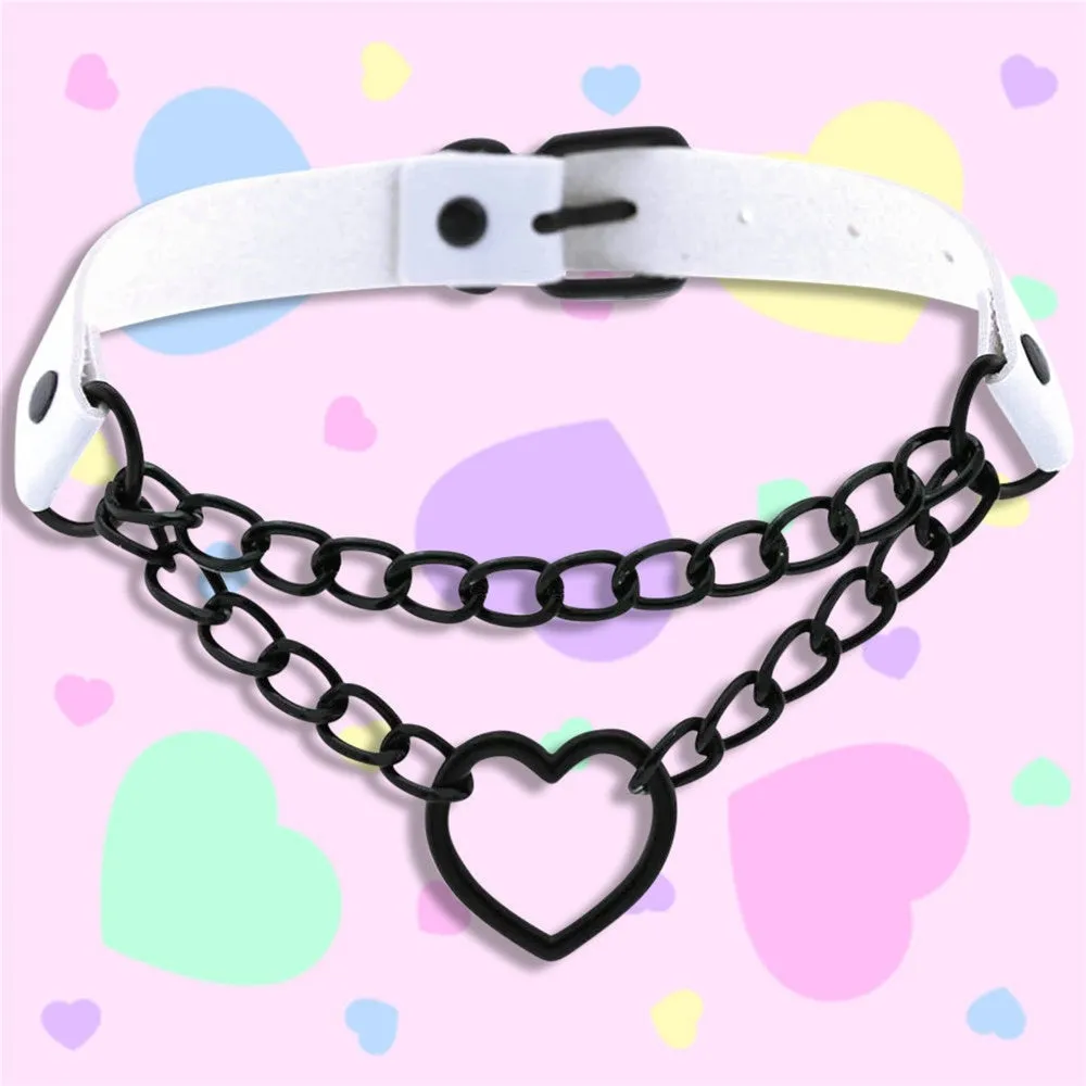 Pastel Goth Heart Choker