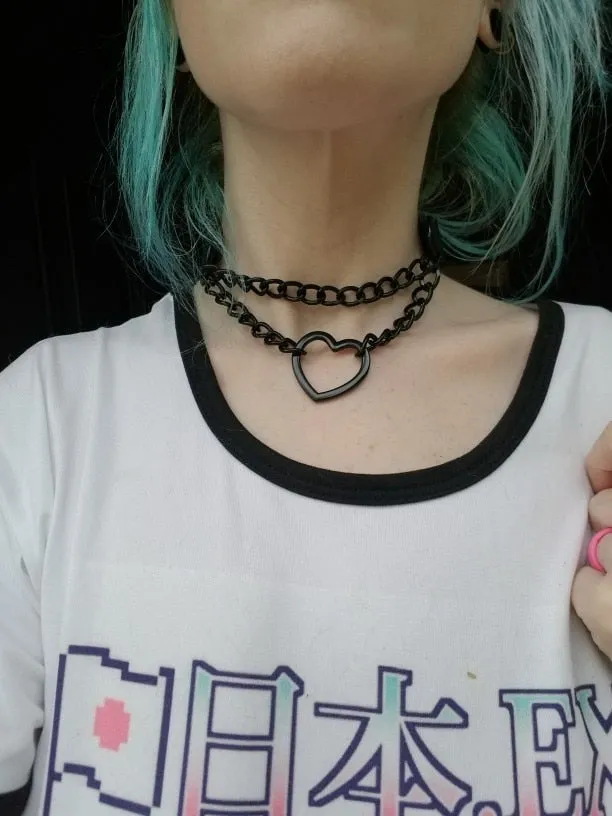 Pastel Goth Heart Choker