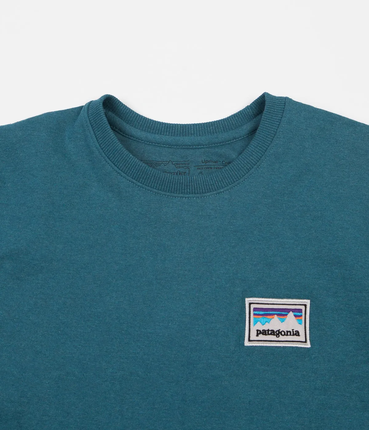 Patagonia Shop Sticker Patch Uprisal Crewneck Sweatshirt - Tasmanian Teal