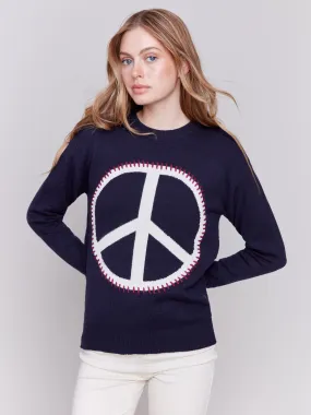 Peace Sign Sweater - Navy