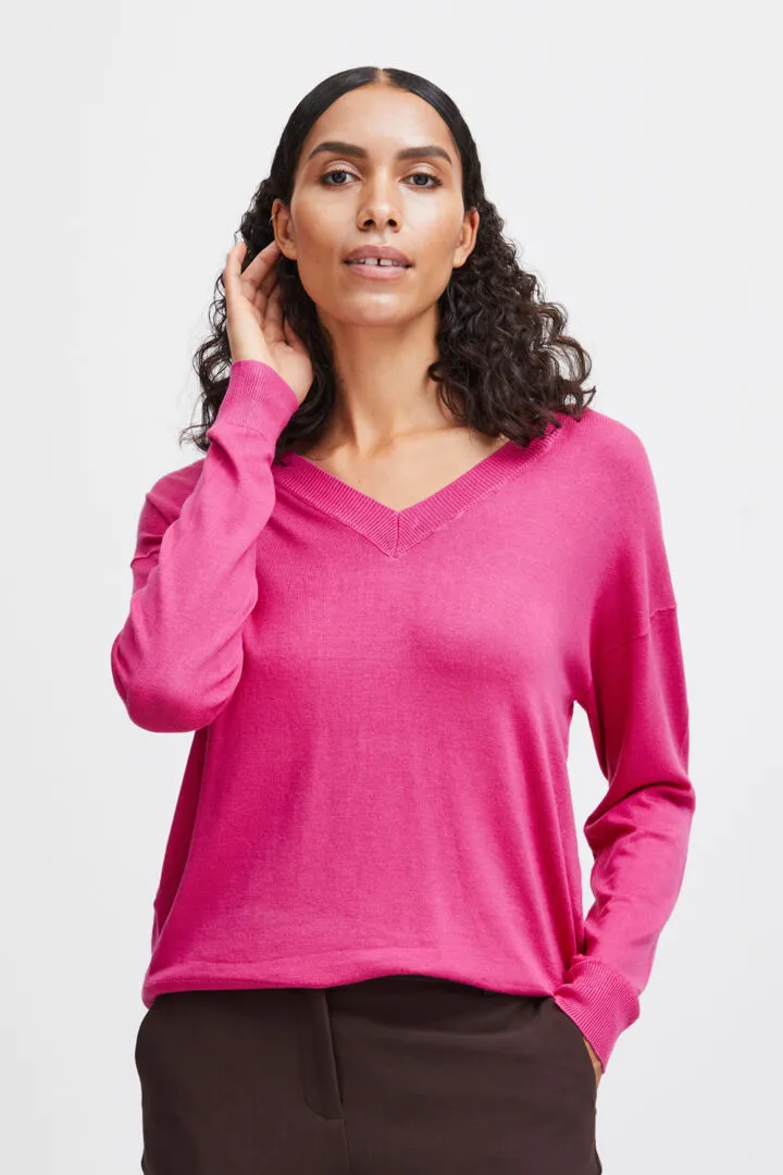 Pimba V-Neck Jumper - Very Berry