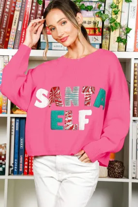 Pink Sequin Detail Santa Sweater